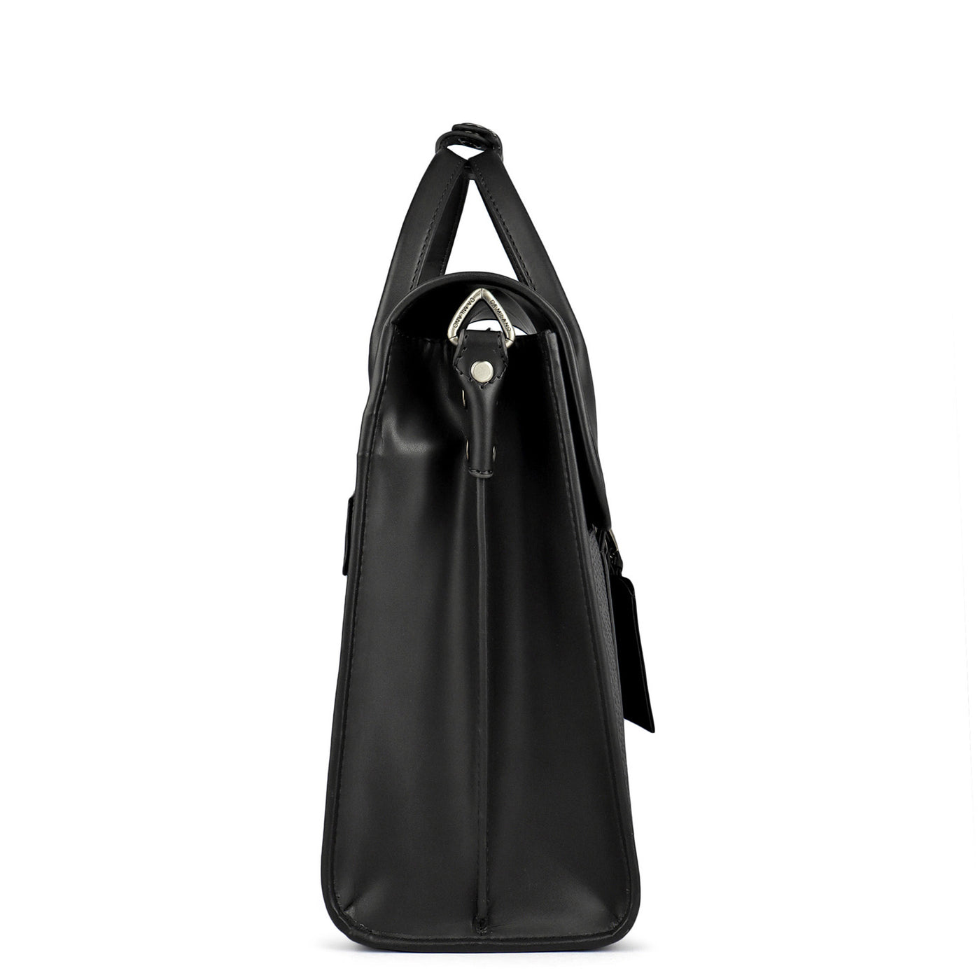 Mat Emboss Plain Leather Laptop Bag - Black
