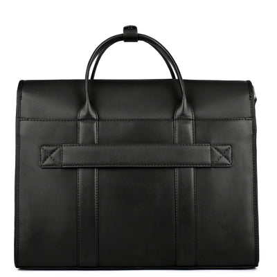Mat Emboss Plain Leather Laptop Bag - Black