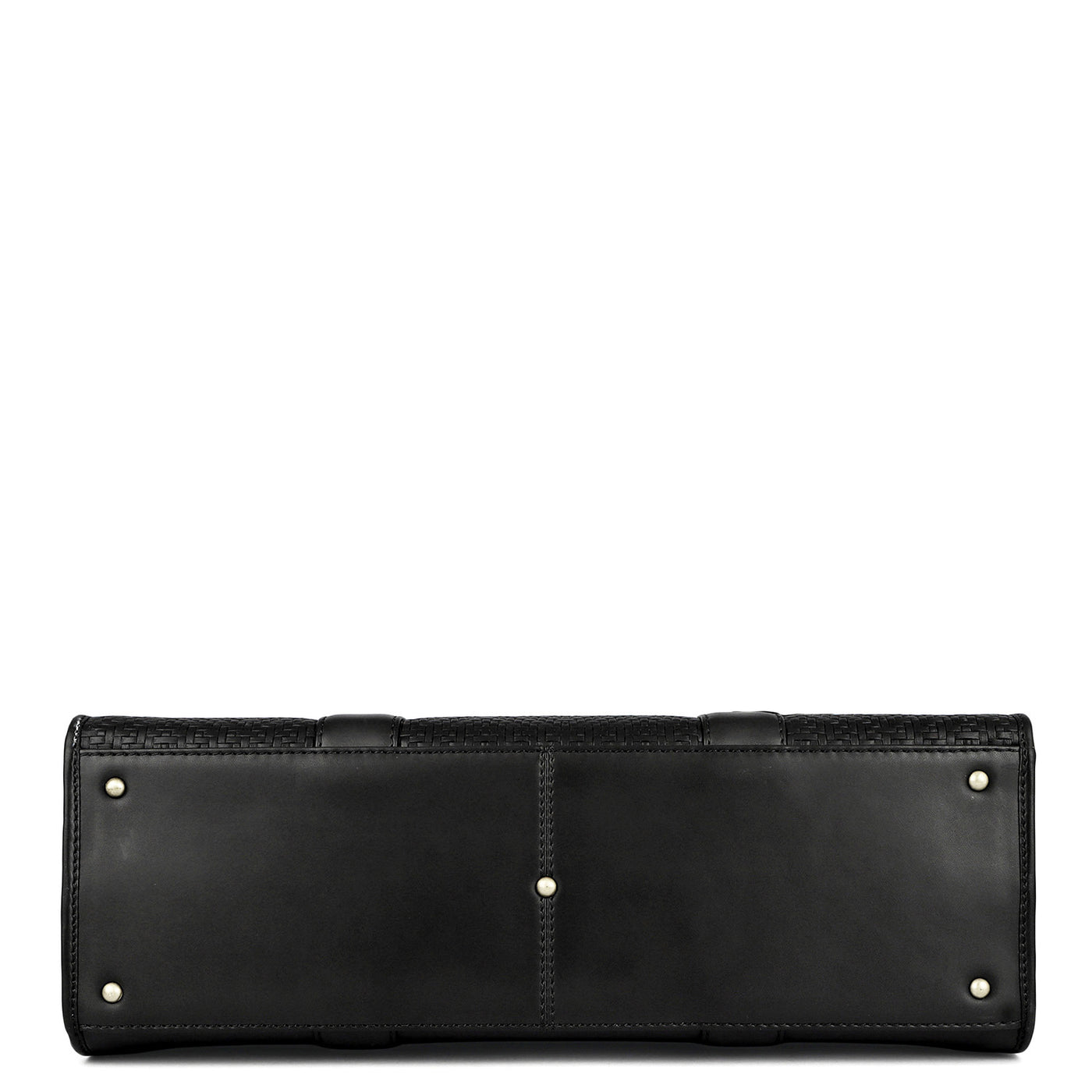 Mat Emboss Plain Leather Laptop Bag - Black