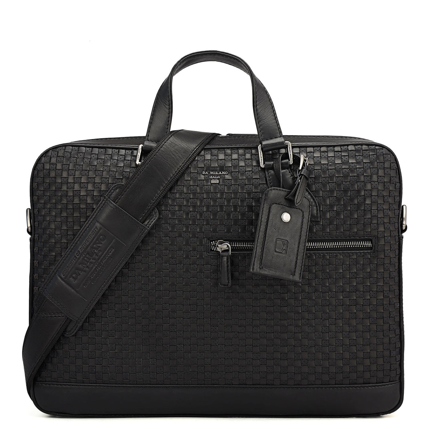 Mat Plain Leather Laptop Bag - Black