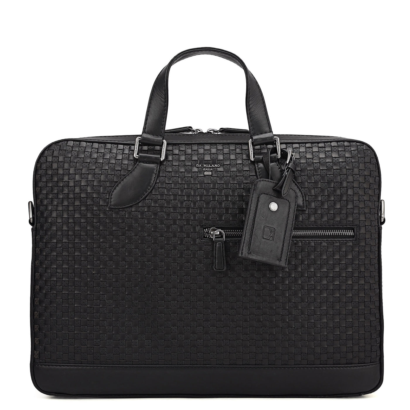 Mat Plain Leather Laptop Bag - Black