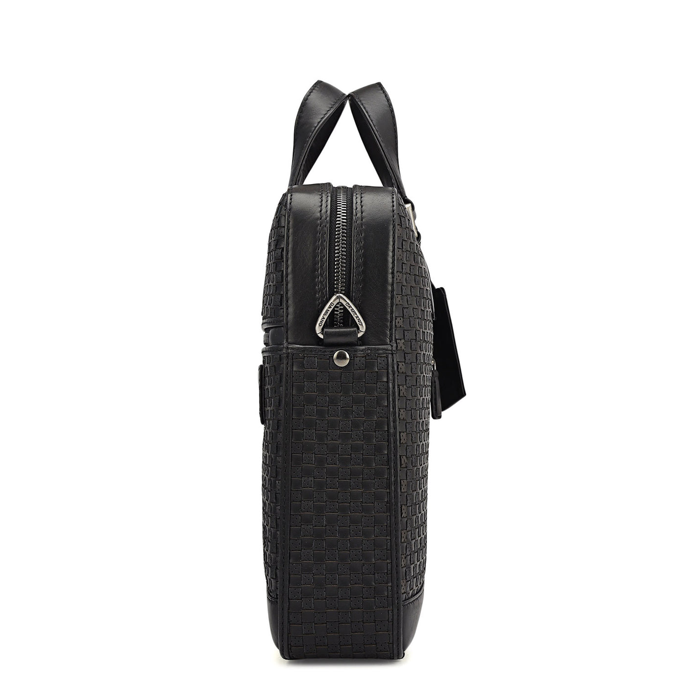 Mat Plain Leather Laptop Bag - Black