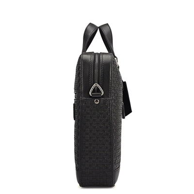 Mat Plain Leather Laptop Bag - Black