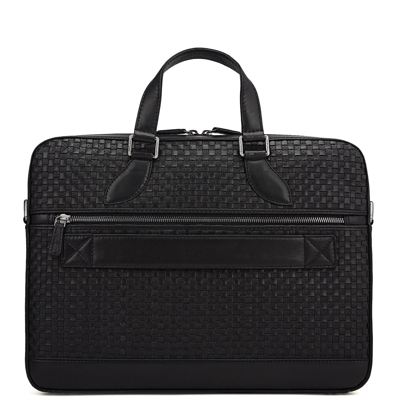 Mat Plain Leather Laptop Bag - Black