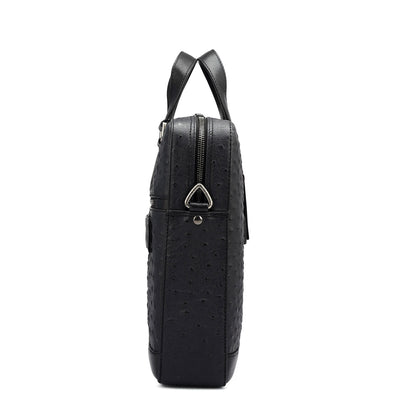 Ostrich Leather Laptop Bag - Black