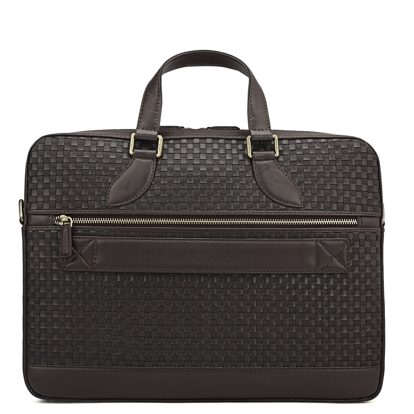 Mat Plain Leather Laptop Bag - Dark Brown