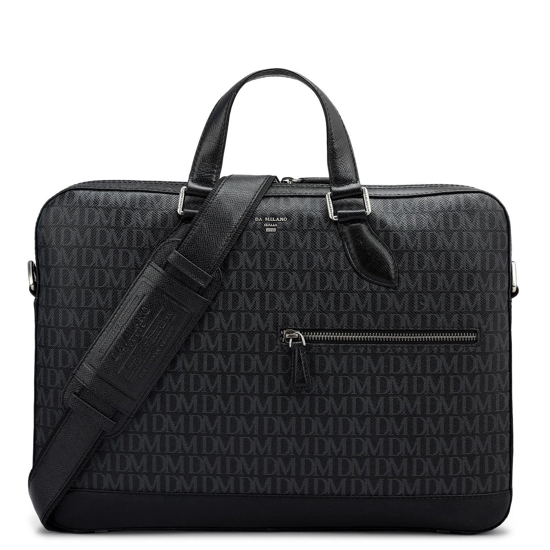Monogram Franzy Leather Laptop Bag - Black
