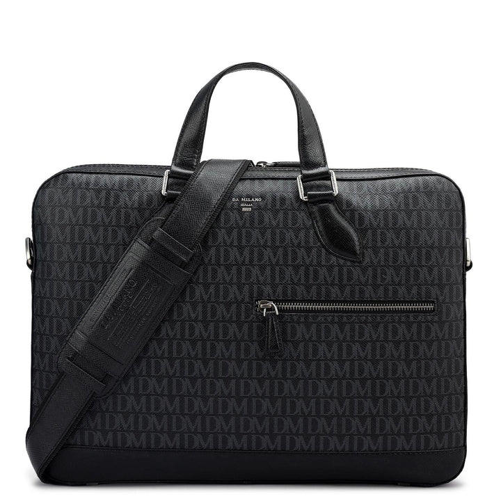 Monogram Franzy Leather Laptop Bag - Black