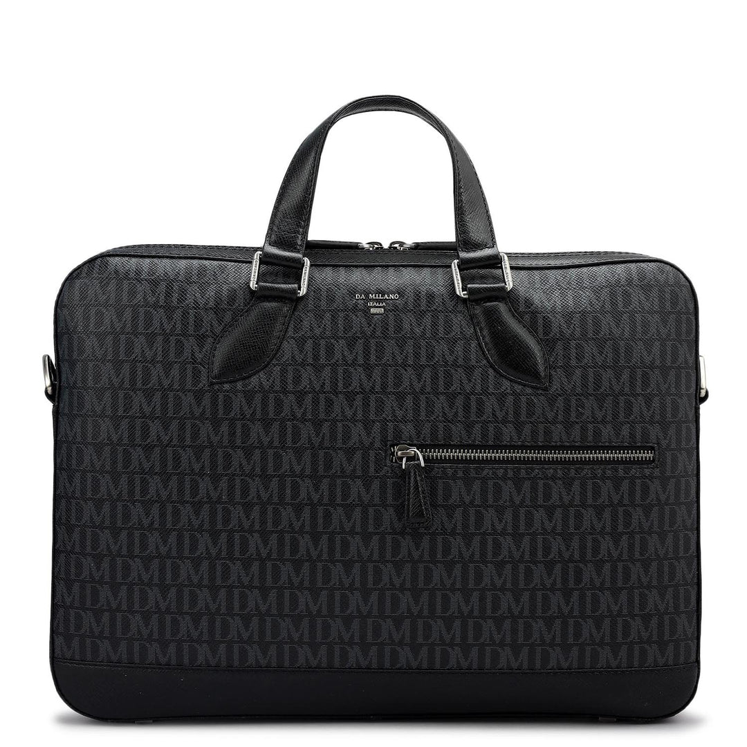 Monogram Franzy Leather Laptop Bag - Black