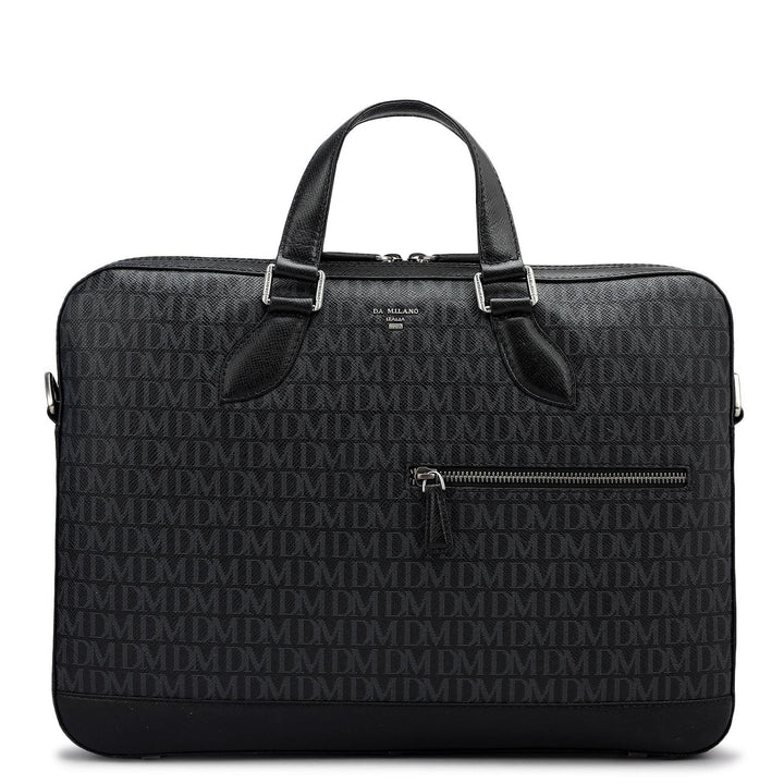 Monogram Franzy Leather Laptop Bag - Black