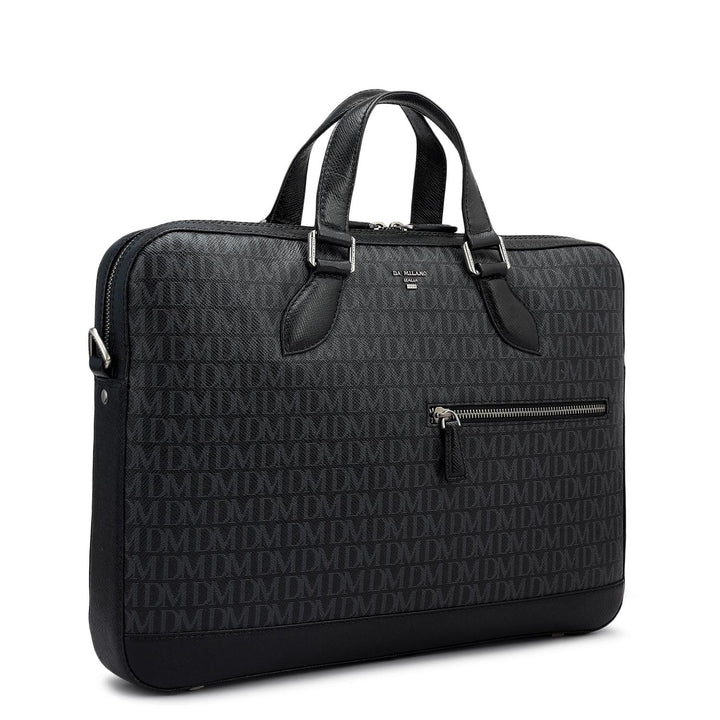 Monogram Franzy Leather Laptop Bag - Black
