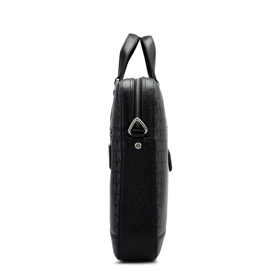 Monogram Franzy Leather Laptop Bag - Black