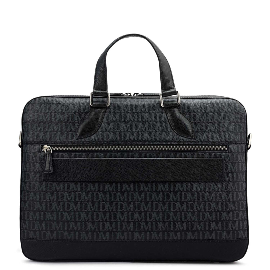 Monogram Franzy Leather Laptop Bag - Black