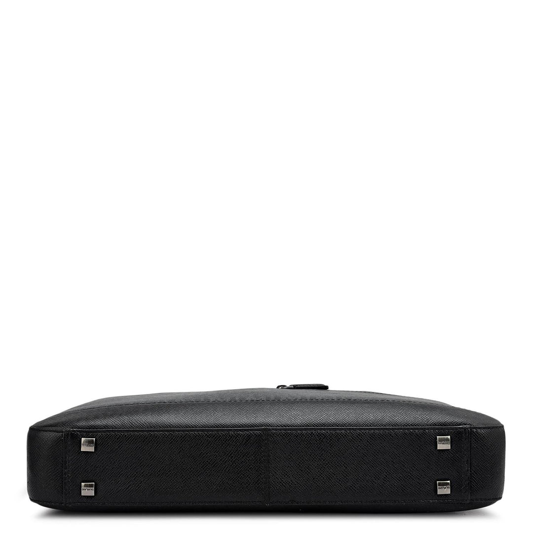 Monogram Franzy Leather Laptop Bag - Black