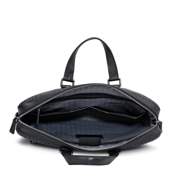Monogram Franzy Leather Laptop Bag - Black