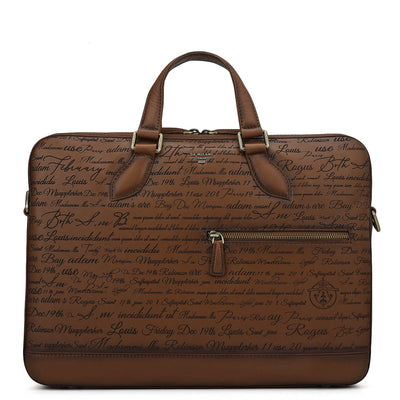 Signato Leather Laptop Bag - Cognac
