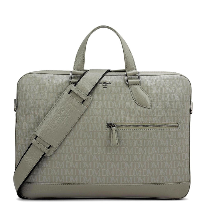 Monogram Franzy Leather Laptop Bag - Stone Grey