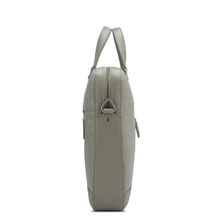 Monogram Franzy Leather Laptop Bag - Stone Grey