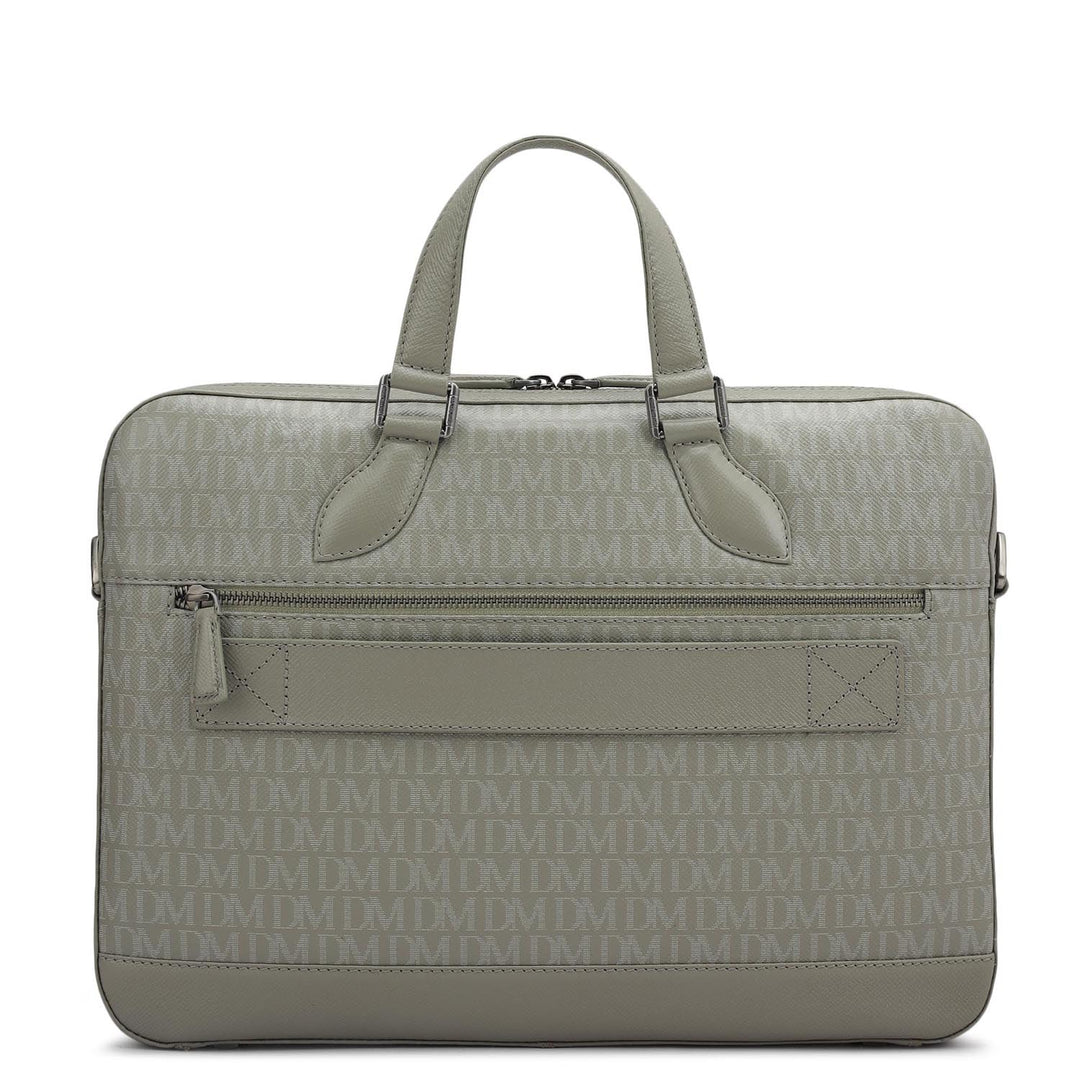Monogram Franzy Leather Laptop Bag - Stone Grey