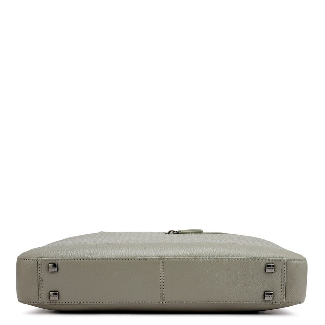 Monogram Franzy Leather Laptop Bag - Stone Grey