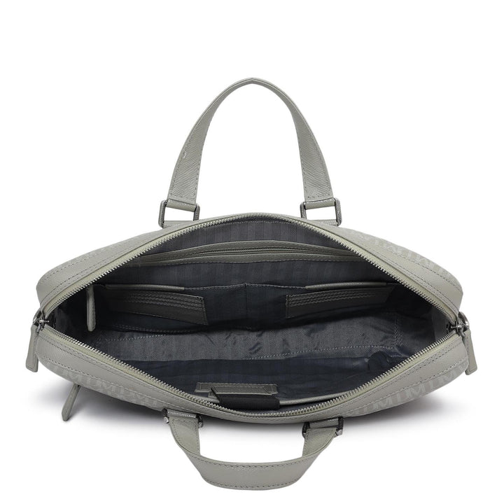Monogram Franzy Leather Laptop Bag - Stone Grey