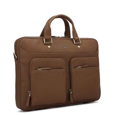 Fish Leather Laptop Bag - Cognac