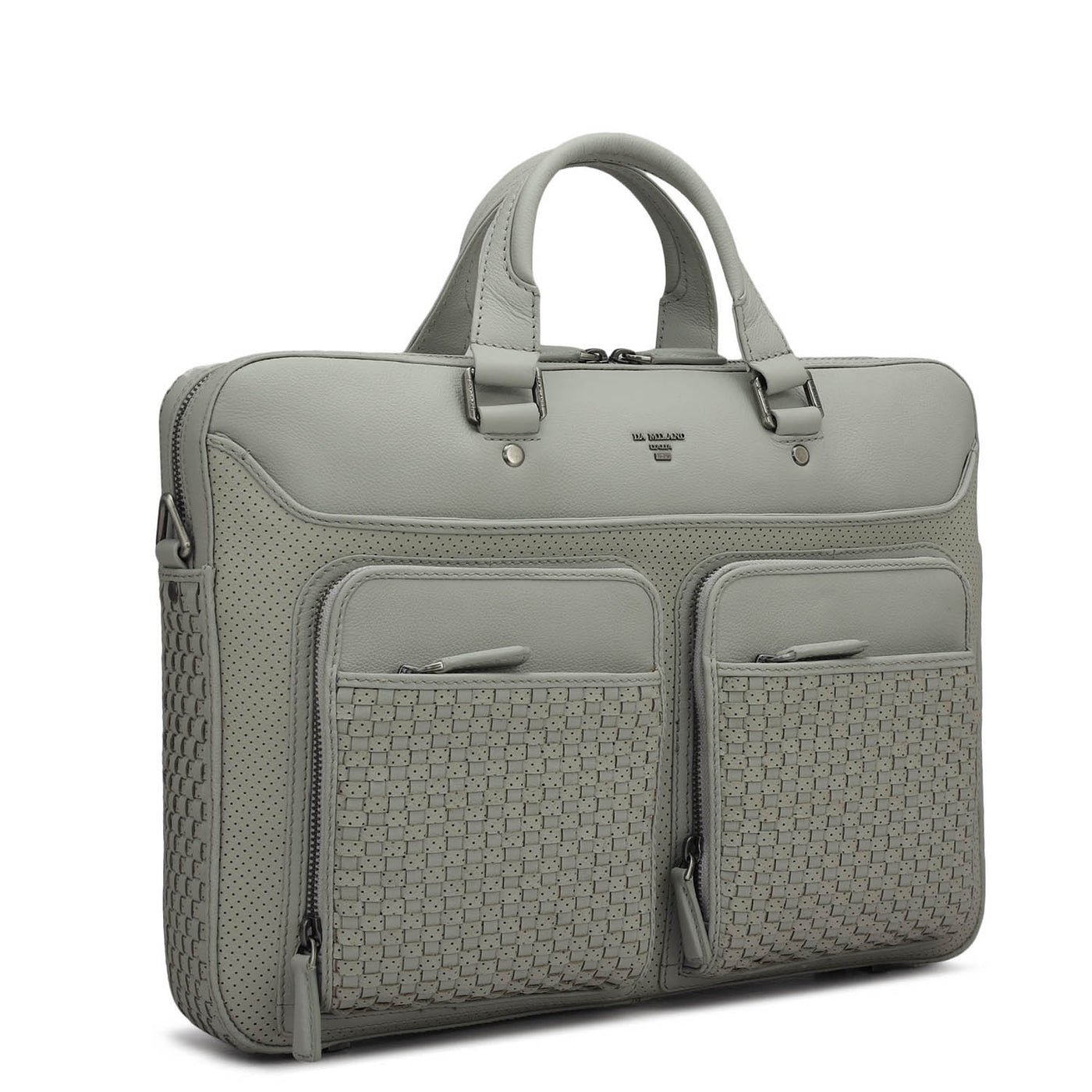 Punch Mat Leather Laptop Bag - Light Grey