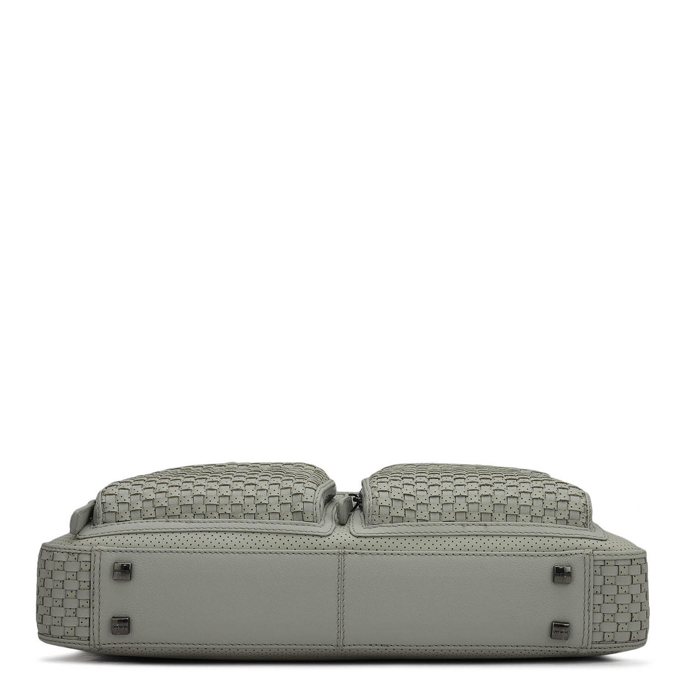 Punch Mat Leather Laptop Bag - Light Grey