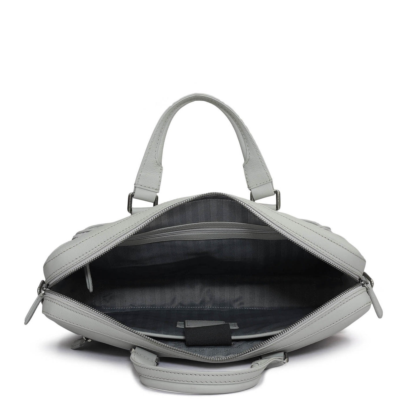 Punch Mat Leather Laptop Bag - Light Grey