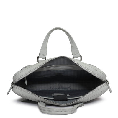Punch Mat Leather Laptop Bag - Light Grey