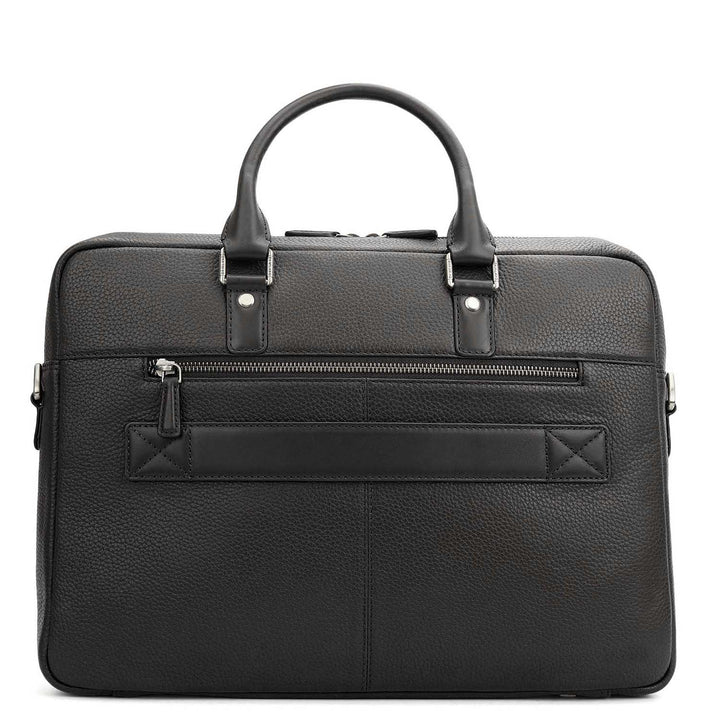 Wax Leather Laptop Bag - Black