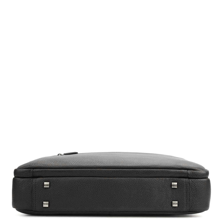 Wax Leather Laptop Bag - Black