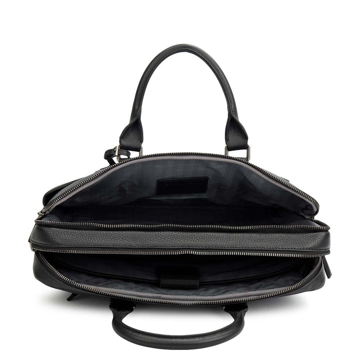 Wax Leather Laptop Bag - Black