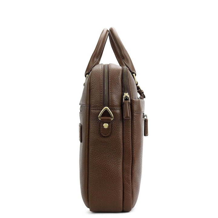 Wax Leather Laptop Bag - Mocha