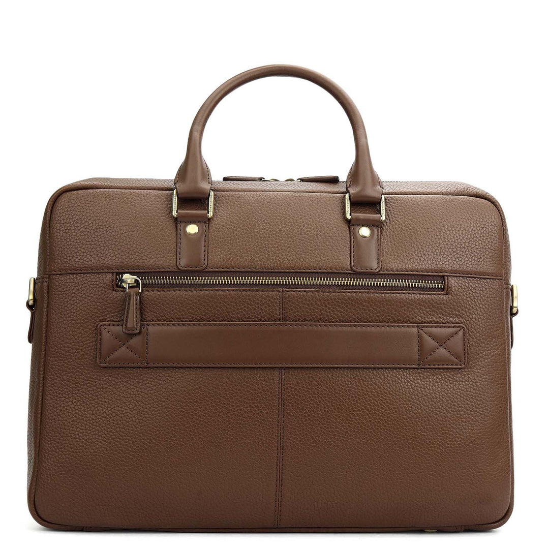 Wax Leather Laptop Bag - Mocha