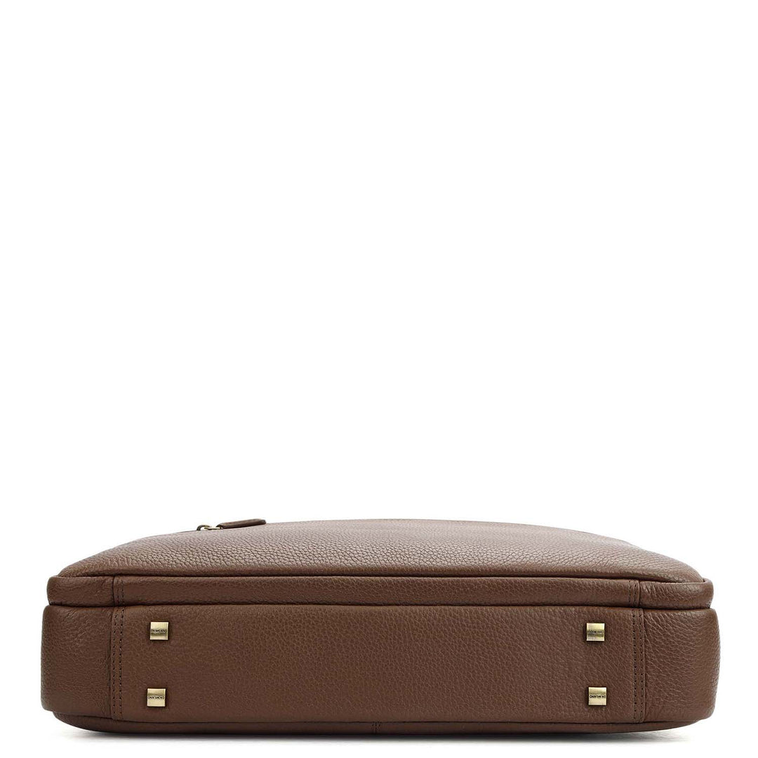 Wax Leather Laptop Bag - Mocha