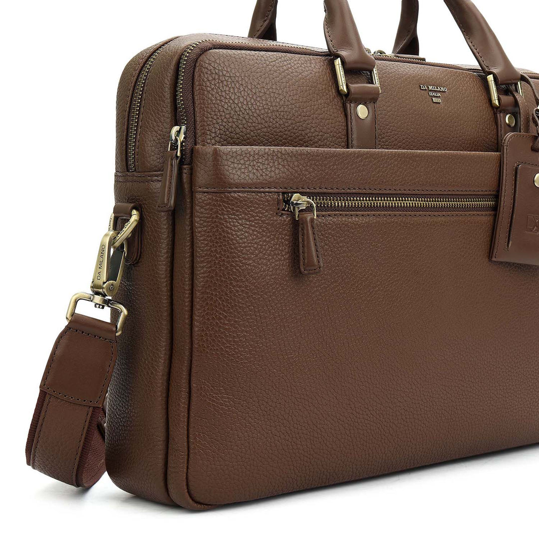 Wax Leather Laptop Bag - Mocha