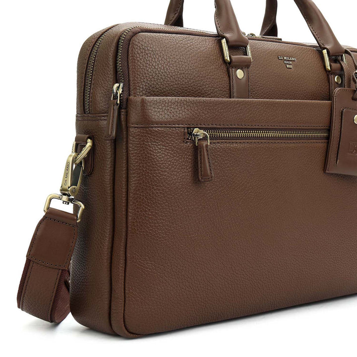Wax Leather Laptop Bag - Mocha