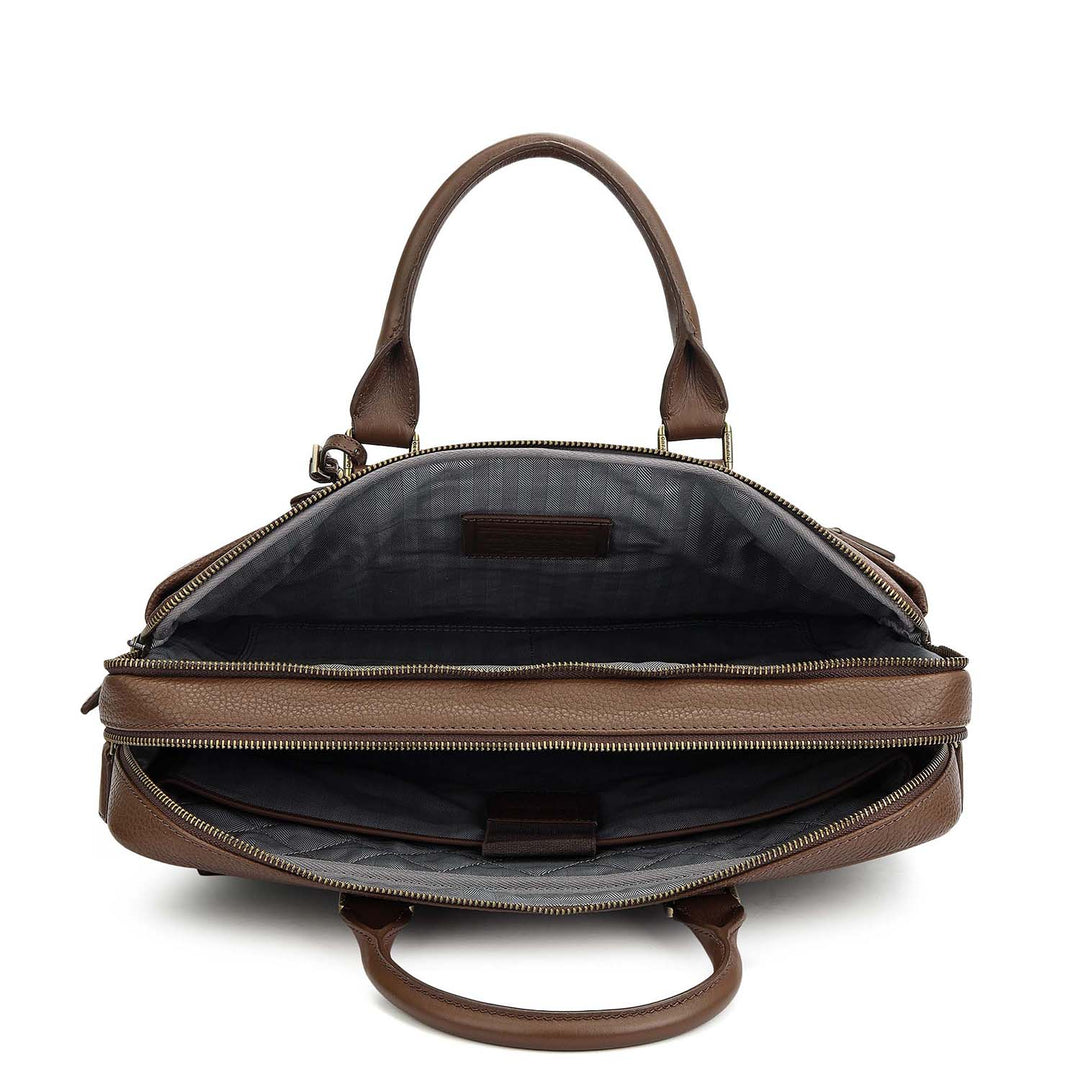 Wax Leather Laptop Bag - Mocha