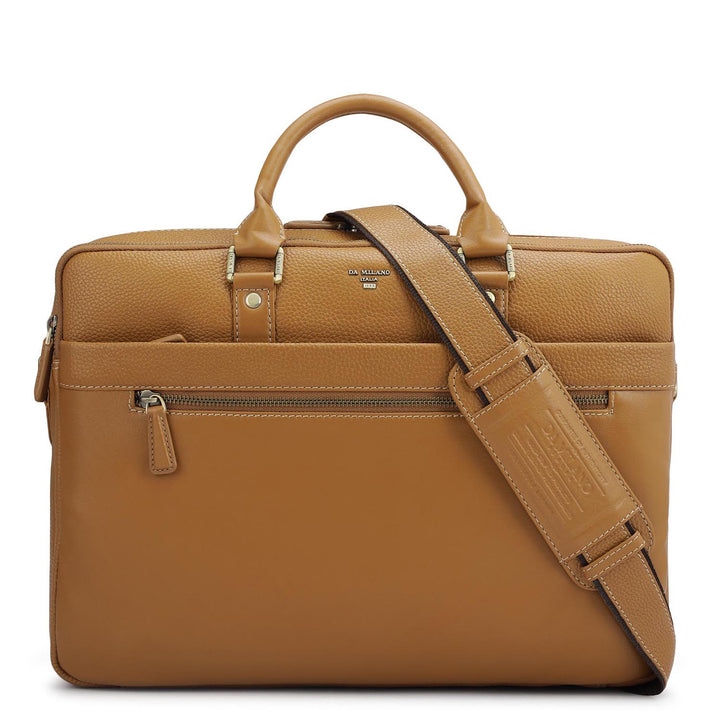 Wax Leather Laptop Bag - Caramel