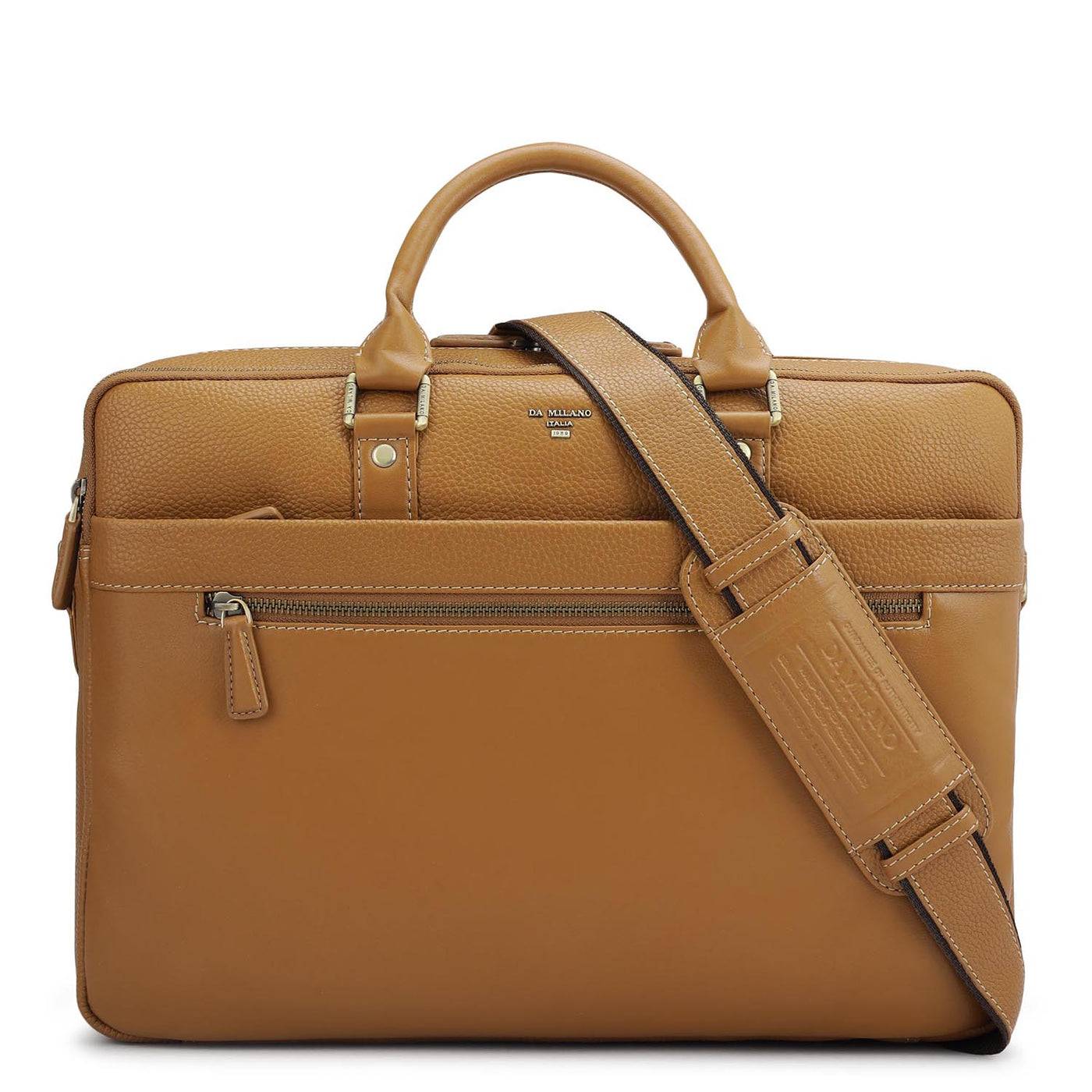 Wax Leather Laptop Bag - Caramel
