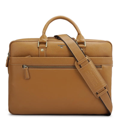 Wax Leather Laptop Bag - Caramel