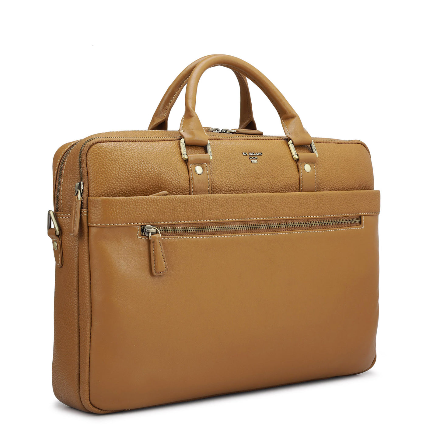 Wax Leather Laptop Bag - Caramel