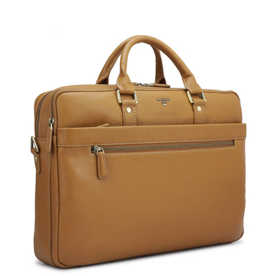 Wax Leather Laptop Bag - Caramel
