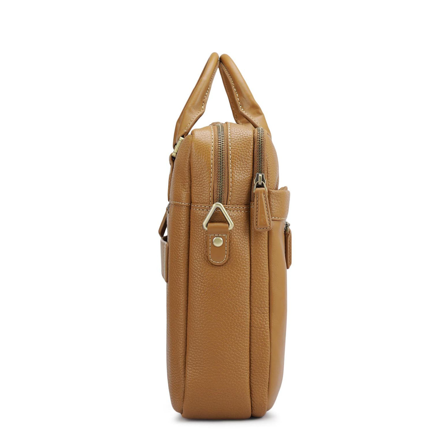 Wax Leather Laptop Bag - Caramel