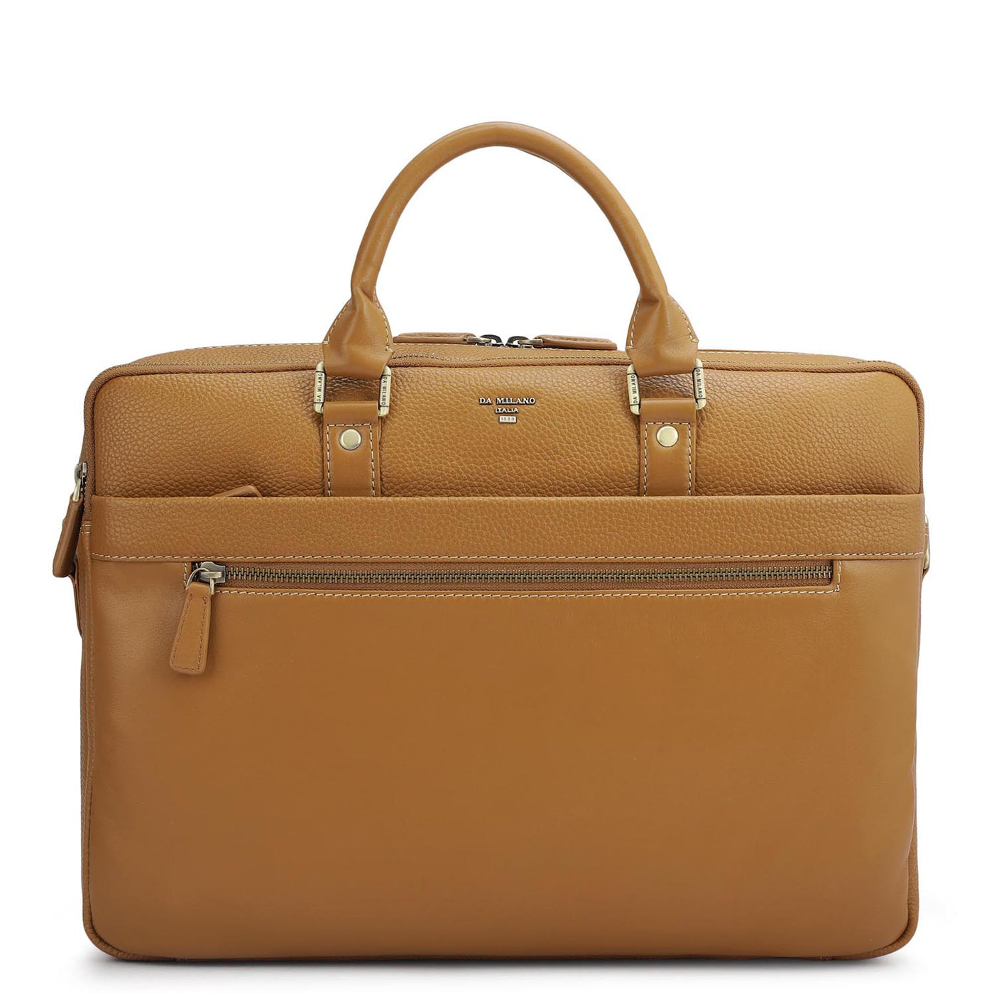 Wax Leather Laptop Bag - Caramel
