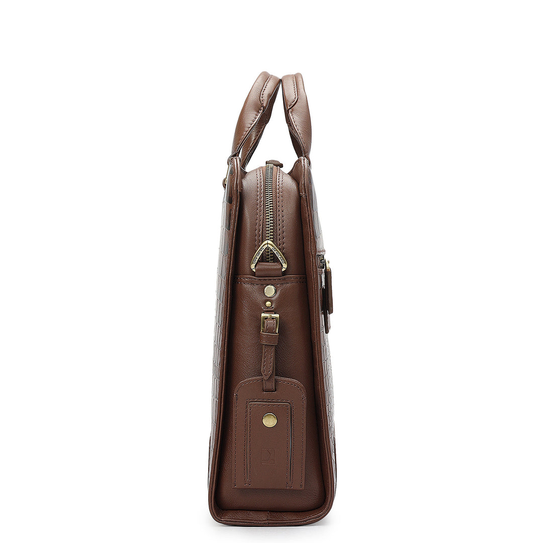 Croco Leather Laptop Bag - Date
