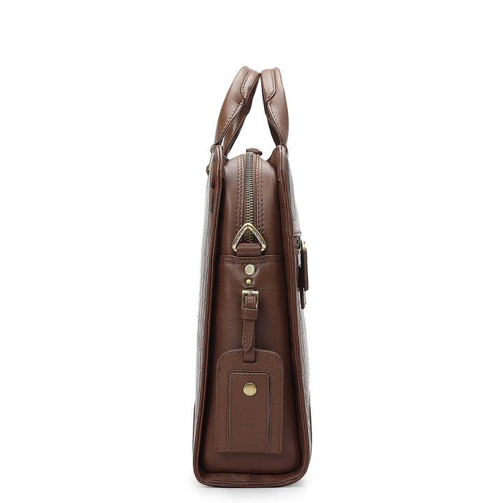 Croco Leather Laptop Bag - Date