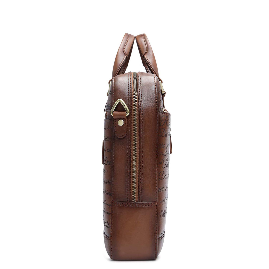 Signato Leather Laptop Bag - Cognac