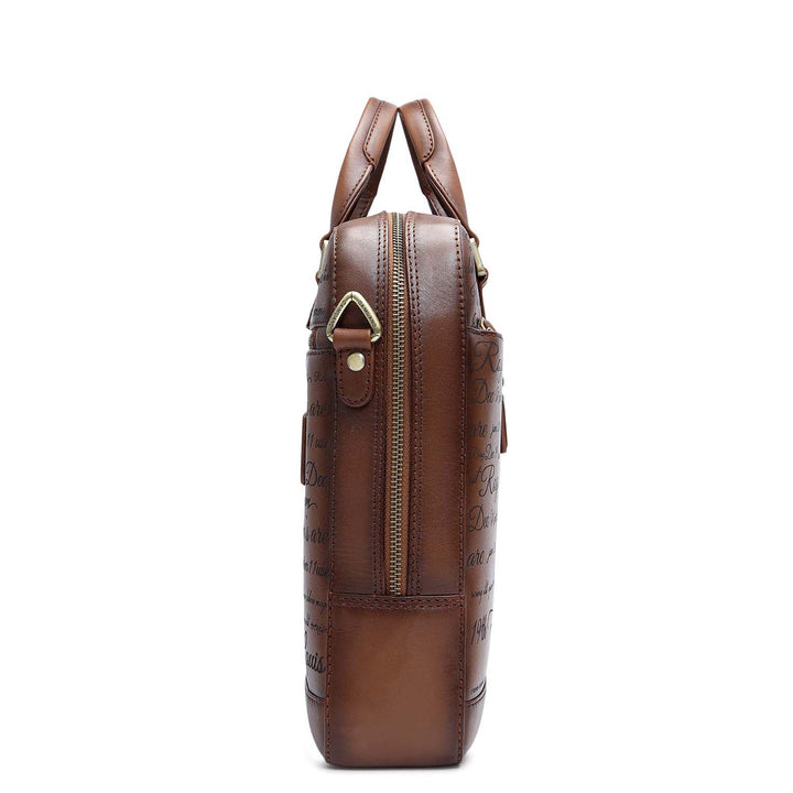 Signato Leather Laptop Bag - Cognac
